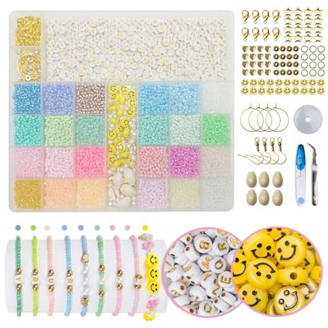 12000 Stück 3mm 24 Bunte Mini Glasperlen, Perlen zum Auffädeln, DIY Armband Halsketten Schmuck Beads, Selber Machen Glasperle Set, für Ringen Halsketten Geschenk