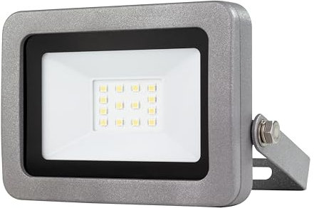 REV LED Strahler außen FLARE - IP65, LED Lampe 10W, 900lm, 6500K, Wandlampe - ideal für Hofeinfahrten, Garagen & Hauseingänge, silber