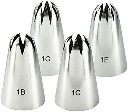 Piezas de Boquillas Boquillas para manga pastelera de acero inoxidable, 4 Uds., boquillas para pastelería 1b 1c 1e 1g, juego de boquillas grandes para glaseado y pastelería Decoración única