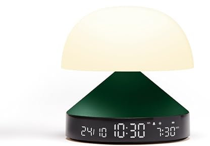 Lexon MINA Sunrise Reveil matin lumineux, simulateur d'aube et crépuscule, 5 sons naturels, lampe de chevet LED veilleuse et luminothérapie (Vert Sombre)