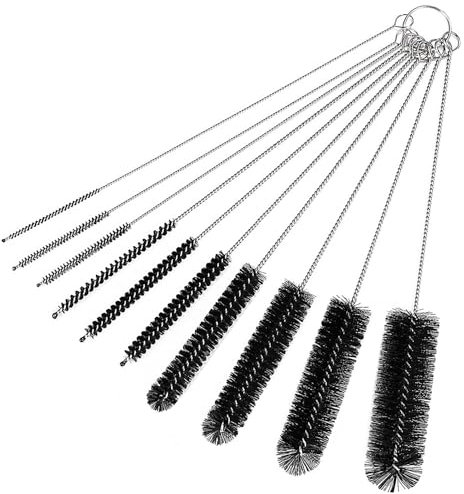 Juego de cepillos de limpieza pequeños para cafetera automática, cepillo para manguera de leche, cepillo limpiador de pipa, cepillo para botellas, cepillo fino, pajita de color negro (negro)