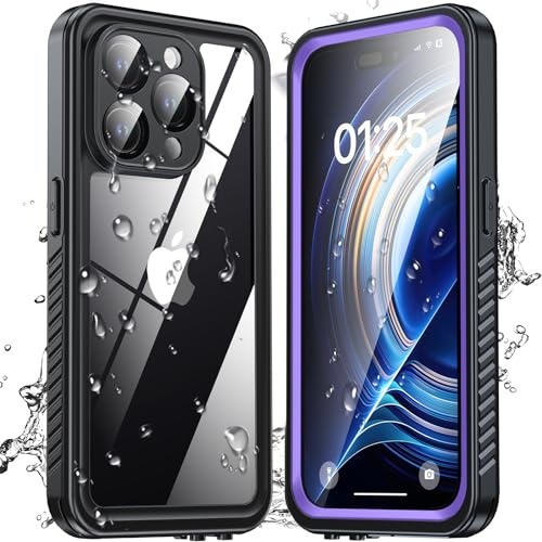 ANTSHARE for iPhone 15 Pro Case, IP68 Waterproof Dustproof Case iPhone 15 Pro with [Built-in Screen/Camera Protector], Full Body Sealed Shockproof Front and Back Cover for iPhone 15 Pro 6.1” (Purple)