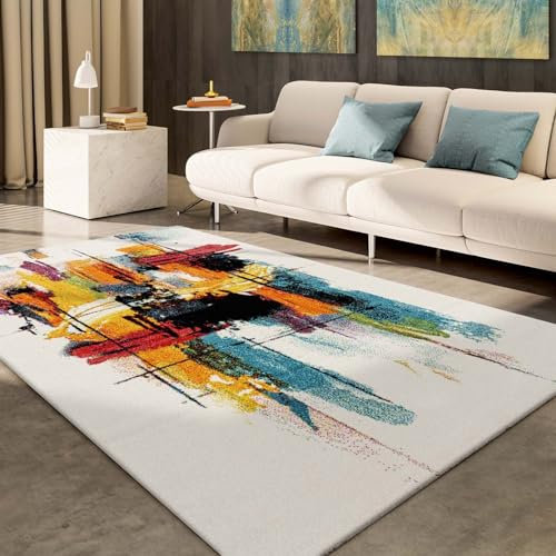 Taracarpet Moderner Designer Kurzflor Teppich bunt Multi fürs Wohnzimmer Schlafzimmer und Kinderzimmer Vision Art 120x170 cm