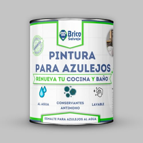 BRICOSALVAJE Pintura para Azulejos Cocina y Baño al Agua SATINADO | Sin Imprimación | Lavable | Gran dureza (Perla, 4 Litros)