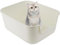 Caja de Arena para Gatos medianos, Lados Profundos y Altos Que sostienen Toda la Arena Bien Oculta en los Muebles, Bandeja Antiadherente fácil de Limpiar (Blanco M)