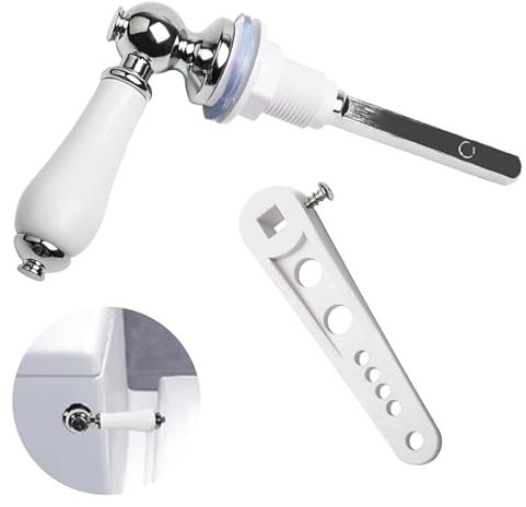 Wenrecu Ceramic Toilet Flush Handle, Replacement Universal Fit Cistern Chrome Plated Replacement Handle Cistern Lever for Toilet Cistern Tank Lever(Golden) (Argent)