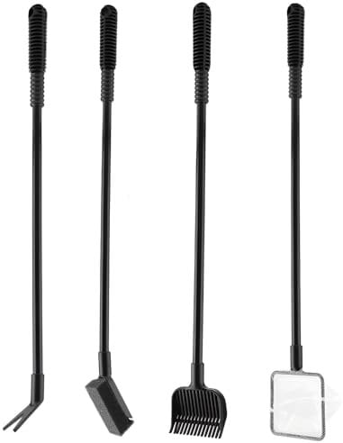 ZAPNIYL Fish Tank Cleaner Kit 4 in 1, Aquarium Glass Cleaner Fish Tank Glass Cleaner, Fish Tank Aquarium Cleaning Kit Gravel Rake, Fishing Net, Sponge Brush,Plant Fork