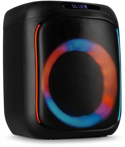 Fenton Track160 Altavoz Portátil Bluetooth 5.3 de 100W con LED Multicolor, Batería 10 Horas, Mando a Distancia, Amplia conectividad, Emparejamiento Estéreo, Ideal para pequeñas Fiestas, Color Negro