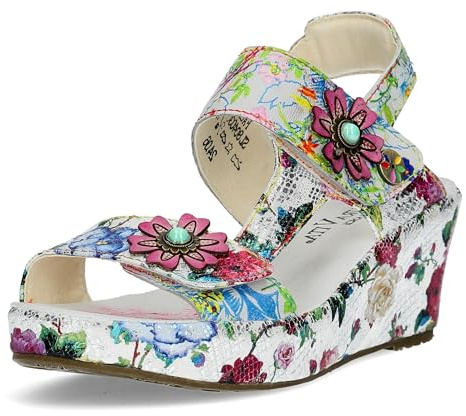 LAURA VITA Sandales Mode Femme FACDIAO-37, Pointure:38 EU, La Couleur:Blanc