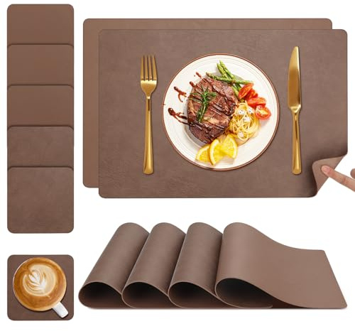 YIHELU Tischset Abwaschbar & Untersetzer, Doppelseitige Platzsets 6er Set