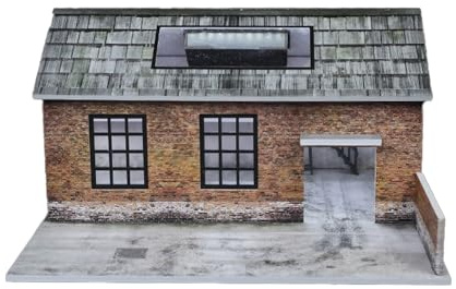 Diorama 1/64 Garage Model, LED Lighting Old Factory Scene Parking Lot Model, Diecast Car Scene Display Case, Workshop for Diecast Cars Display, Display Storage
