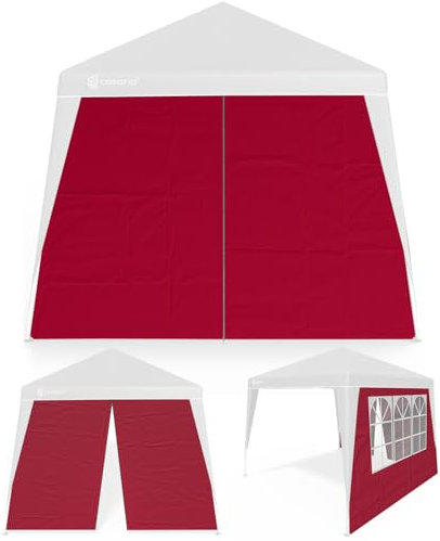 CASARIA® 2X Parois latérales tonnelle de Jardin 3x3m imperméable fenêtre Fermeture éclair Panneau latéral Mur côté pavillon Pop-Up Rouge