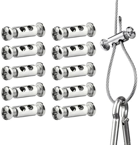 PHIOMUUE 10 Pieces Wire Rope Clips, Wire Rope Clamps for 1-2 mm Diameter,Wire Rope Clips with end Screw Stopper I Shaped Wire Rope Lock,Metal Wire Rope Clamp Adjustable Replacement