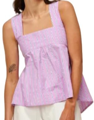 Edhomenn Y2k Damen-Tanktop mit Vichy-Muster, ärmellos, rückenfrei, breiter Schultergurt, quadratischer Ausschnitt, rose, M