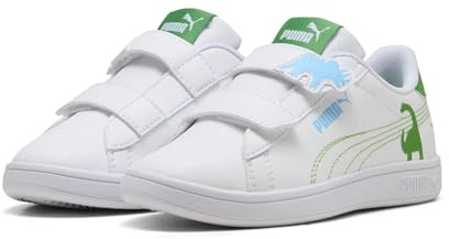 PUMA Kinder Smash 3.0 Dino Sneakers 28, White Green Fruit Vibrant Blue