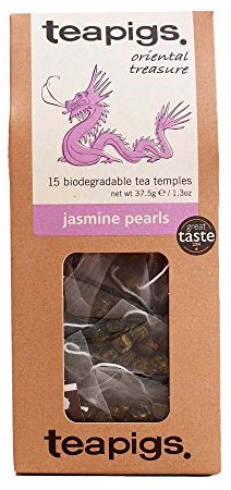 teapigs Jasmine Pearls Tea - Jasmine Green Tea Bags with Hand-Rolled Leaves - Delicate and Refreshing Blend - 15 Temples