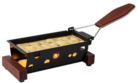 Boska Partyclette® ToGo Oslo/Set à raclette/Pratique à apporter/Spatule compris/Noir/Brun / 32,4 x 8,7 x 11,4 cm