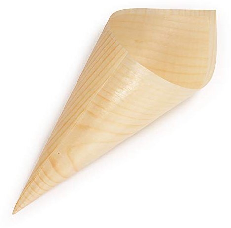 BambooMN Brand - 7.9 Tall x 3 Diameter Disposable Wood Cones - 300 Pieces