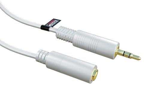 rhinocables AUX-Kabel, 3,5 mm, Gold, Audio, Stereo-Klinkenstecker, Stecker auf Buchse, für Auto, Kopfhörer, iPhone, iPad, iPod, Samsung, MP3, Smartphone, Tablet, Heim-Stereoanlagen, Laptop, Weiß (20