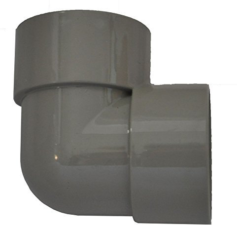 Pack of 2 - Solvent Weld 50mm Waste Pipe 90 Degree Knuckle Bend - Grey