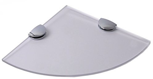 Eckregal aus gehärtetem Glas für Bad, Schlafzimmer, Büro, mit verchromten Regelstützen, Länge: 300 mm, Glasdicke: 5 mm