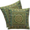 DK Homewares Indisch Couch Zierkissenbezug 40x40 cm Brokat Dunkelgrün Brokat Jacquard Kissenbezüge Couchkissen Reißverschluss Mandala Quadrat Kopfkissenbezüge - 2er-Set (nur Bezug)
