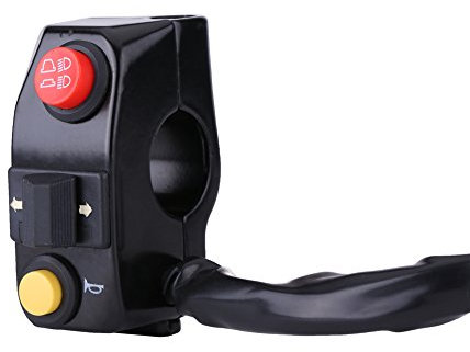 Keenso Lenkerschalter, Universal 7/8 Zoll 3 In 1 Lenkerschalter für Hupe, Blinker, Abblendlicht für Motorrad, Elektrofahhrad, ATV, Roller (Schwarz)