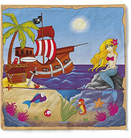 Mank Servietten aus Tissue 33 cm x 33 cm | 1/4 Falz Kaffee Serviette | hochwertige Einmal-Serviette |100 Stück | Schatzinsel