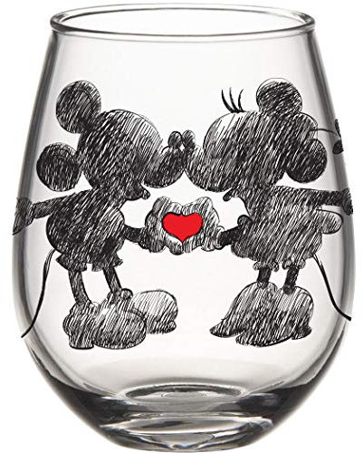 Minnie und Mickey Mouse Weinglas, ohne Stiel, 590 ml