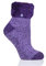 HEAT HOLDERS Ladies Lounge Feather Turn Over Cuff Slipper Socks Pack of 1 Purple 4-8