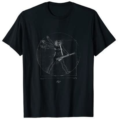 Leonardo Da Vinci Vitruvian Guitarist Doing the Windmill T-Shirt