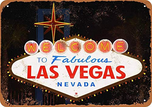 SmartCows Vintage Blechschild 20,3 x 30,5 cm – Welcome to Fabulous Las Vegas – Retro dekoratives Schild