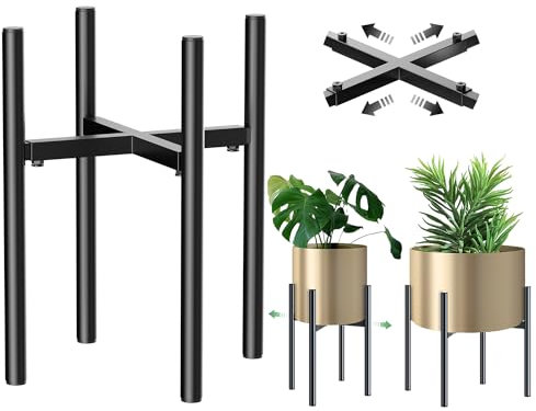 H HOMEXIN Plant Stand Indoor Metal Adjustable Plant Holders for 21-30CM Plant Pot (not Included) Color Optional Easy Assembly Plant Rack, Mid Century Stable Stylish Display (1 Pack)