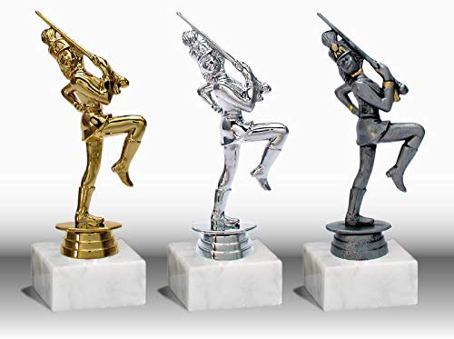 Henecka 🎭 Karneval-Fasching-Fastnet Ehrenpreis, Pokal, Award wählbar in Gold-Silber-Resin Prinzengarde-Figur mit Wunschgravur (Figur Silber)