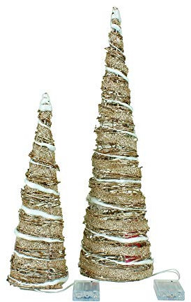 2er Set LED Baum konisch LED Pyramide 10 und 20 LEDs Lichterpyramide Beleuchtung Kegel Leuchtkegel Glitzer Licht Tannenbaum Weihnachtsbaum Christbaum Lichterkegel Weihnachtsdeko Weihnachtsbeleuchtung