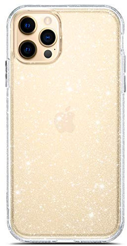 Coolwee Clear Glitter for iPhone 12 Pro Max Case Shockproof Protective Sparkle Women Girls Flexible TPU Bumper Cover Compatible with Apple iPhone 12 Pro Max 6.7 inch Shiny Crystal Bling Transparent