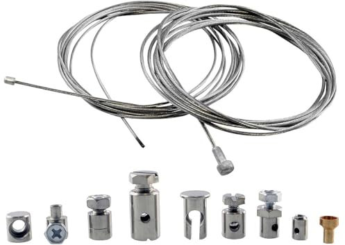 Reparaturset Bowdenzug Gaszug Schaltzug Kupplungszug Fahrrad Roller Mofa Moped inkl. 2x Züge (Ø1.5mm & Ø1.2mm, je 2.0m) und vielfältige Schraub- & Stecknippeln