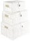 Innoteck Essentials Wicker Woven Storage Baskets Hamper Box with Lid Set of 3 - Decorative Kitchen Bathroom Hamper - Portable Basket with Handle - Ideal for Home/Office & Gifts Hamper (White)
