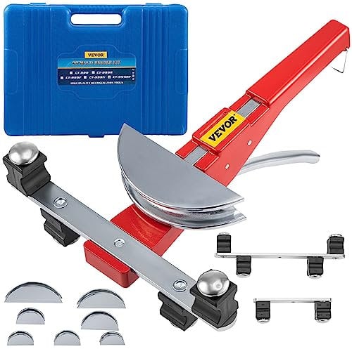 VEVOR Piegatubi, 7 matrici 1/4-7/8 pollici, Kit piegatubi a cricchetto per refrigerazione, Piegatubi a 90° con attacco per piega inversa per HVAC