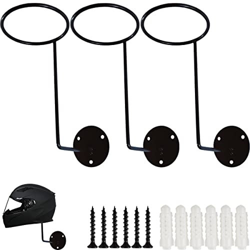 TIHOOD Lot de 3 crochets muraux pour casque - Pour manteaux, chapeaux, casquettes, accessoires de moto (noir)