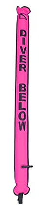 UIKEEYUIS SMB Scuba Diving Underwater Inflatable Nozzle Surface Marker Booy Sausage Signal Tube with Swivel Hook Floating Accessories, Fluoreszierendes Rosa