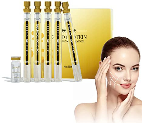 Sollevamento dei Fili di Collagene Filo di Collagene Assorbibile Set di Sollevamento del Filato Proteico Riduzione delle Rughe Delle, Pelle Idratante Rassodante (15ml+20PCS)