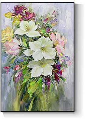 AERK Handgemalte Acrylbilder Abstrakt,Handgemalte Strukturierte Kunstwerke Orchidee Blume Landschaft Rahmenlose Ölgemälde Original Abstrakte Extra Große Wandkunst Für Wohnzimmer Schlafzimmer HEI