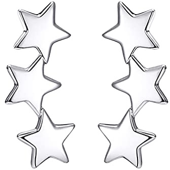 Reffeer Solide 925 Sterling Silber Star Crawler Ohrringe Wrap für Frauen Ohrringe Mädchen Ohrringe Star Climber Ohrringe Piercings Manschettenstecker