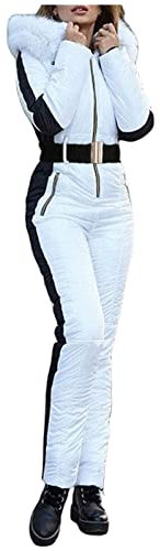 Skianzug Damen Einteiler,Damen Skianzug Schneeanzug Lässig Skioverall Frauen Einteiler Skisuit Wasserdicht Skioverall Wasserdicht Ski Suit Winddicht Skisuit mit Kaputze Reißverschluss Spielanzug
