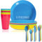 Mypicompany. Vaisselle Camping 36 Pièces Dans Couleurs Vives. Assiette Plastique Reutilisable+Gobelet Plastique Reutilisable+Couvert En Plastique Pour 6 Personnes Adaptée Au Lave-vaisselle