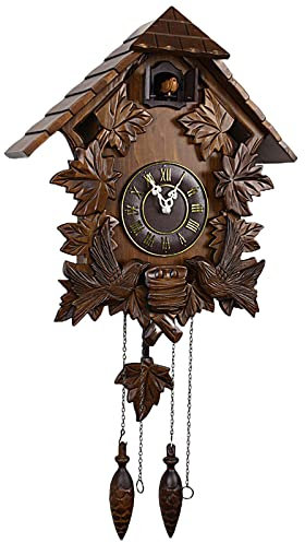 WYJRO Kuckucksuhr, Kuckucksuhren Echtholz Wanduhr Kukuks-Uhr Batteriebetriebenes Kuckucksuhr Schwarzwald Kuckuckruf Wanduhr Modern Brown Vintage Cuckoo Wanduhr Pendel Wanduhr