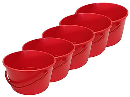 MIG Eimer 4L Rot - 5X 4 Liter stapelbare Plastikeimer - Vielseitiger Kübel für Haushalt und Industrie - Kleiner Eimer geeignet für Hundefutter - Widerstandsfähige Kunststoffeimer