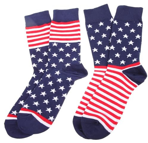 Sosoport 2 Paar Freiheitssocken Mit Sternen Und Streifen - Unabhängigkeitstag Kostüm Requisite, USA-Flagge Socken Für Damen Und Herren - Lustige Baumwollsocken
