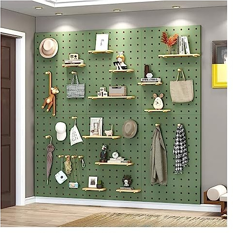 HJZALMI Pegboard Lochwand, Einfache Installation Küche Bretter Mit Löchern, 12mm Dick Hölzernes Stecktafel, Werkstatt-Organisation Löcher Wandtafel(Grün,40x60cm)
